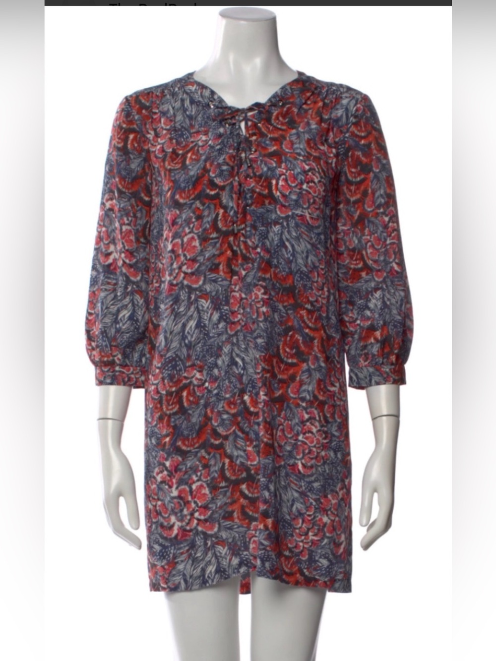 Saloni Red Silk Floral Print Mini Dress 8